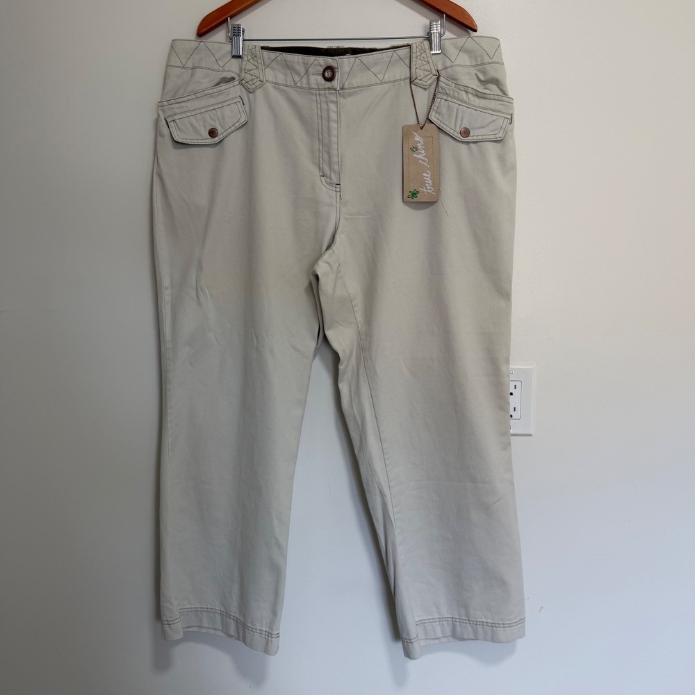 Cotton Ginny True Chino Cropped Pants Womens 20 Plus Petite Beige Utility Chino